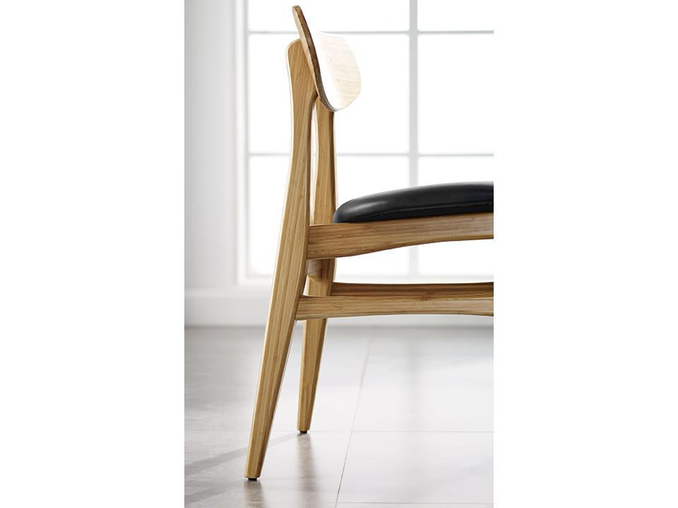Greenington's Modern and Sustainable Cassia Solid Bamboo Dining Chair with Leather Seat in Caramelized Finish