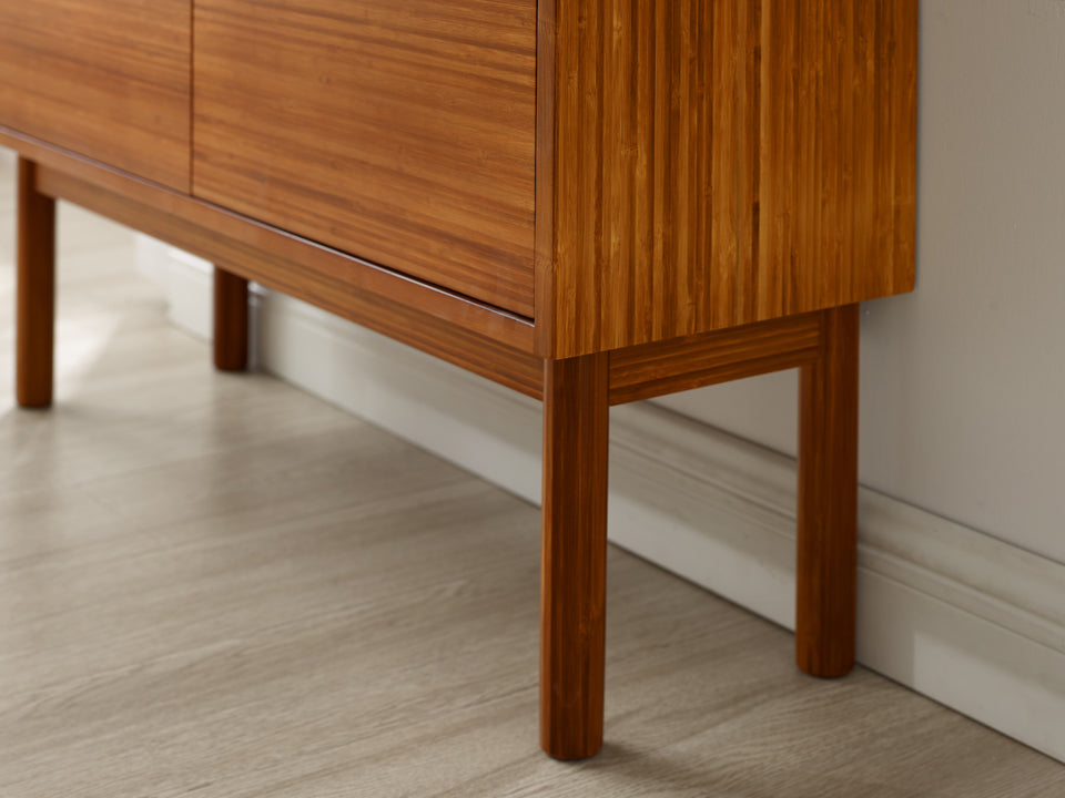 Greenington's Modern and Sustainable Mira Console in Solid Amber Bamboo