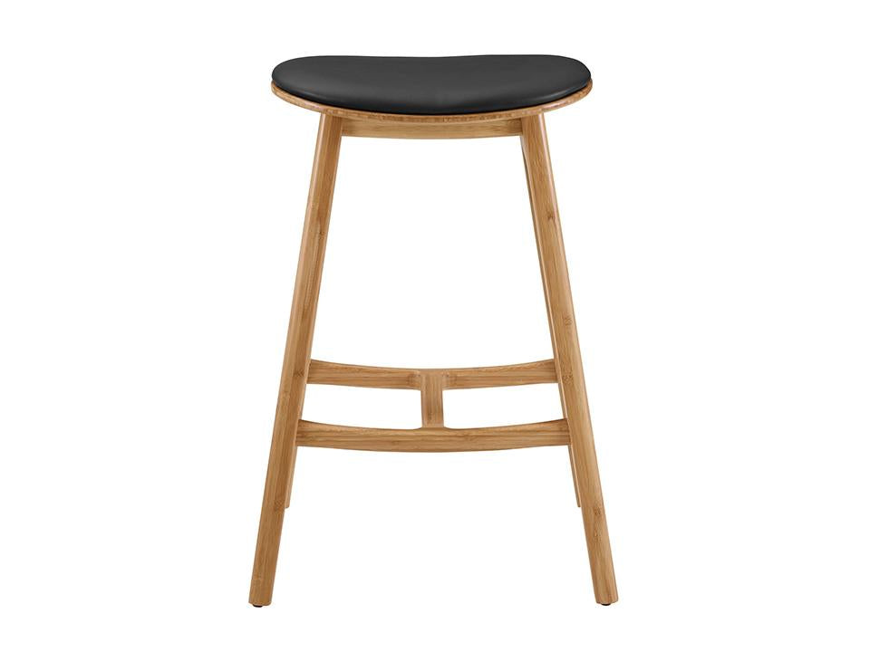 Greenington's Modern and Sustainable Skol Solid Bamboo Counter Height Stool with Leather Seat in Caramelized Finish