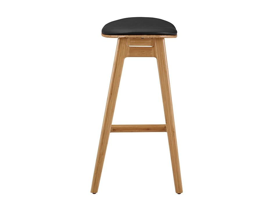 Greenington's Modern and Sustainable Skol Solid Bamboo Counter Height Stool with Leather Seat in Caramelized Finish