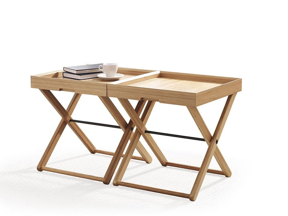 Greenington's Modern and Sustainable Teline Solid Bamboo Occasional Folding Tray Table in Caramelized Finish